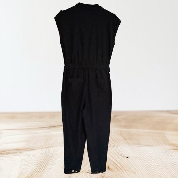 Anthropologie Halsey Black Utility Jumpsuit Sz M Sexy Badass Style Cap Sleeves - Picture 7 of 13